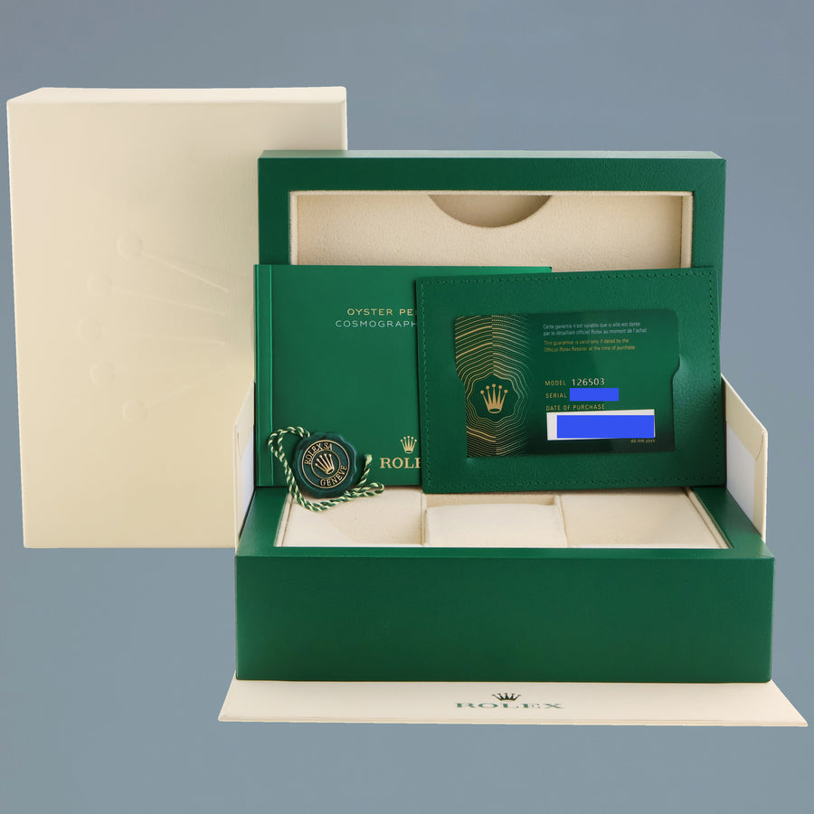 2024 NEW PAPERS Rolex Daytona 126503 Black Chronograph Two Tone Gold Steel Watch