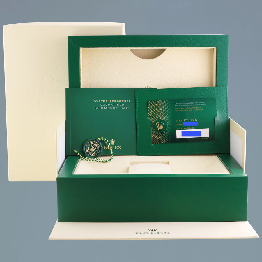 2024 NEW PAPERS Rolex Submariner Sunburst Blue Ceramic 126618 Yellow Gold Watch Box