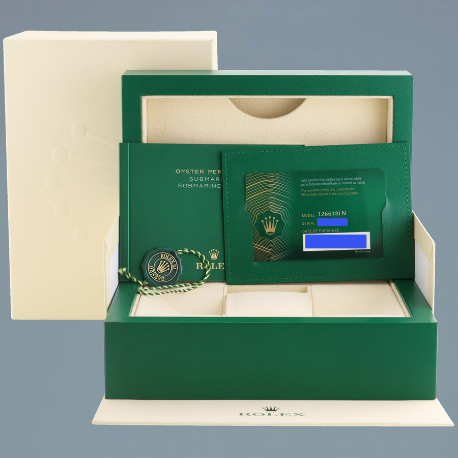 2025 NEW PAPERS Rolex Submariner Black Ceramic 126618LN Yellow Gold Watch Box