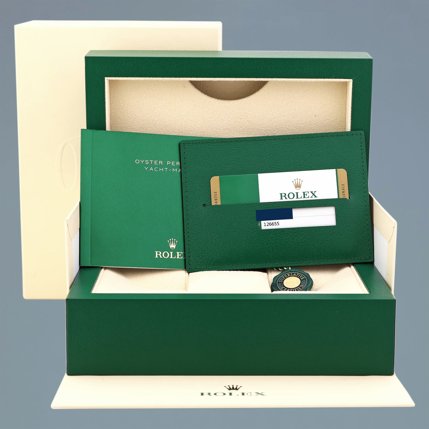 2019 PAPERS Rolex Yacht-Master 126655  Rose Gold 40mm Oysterflex Watch Box