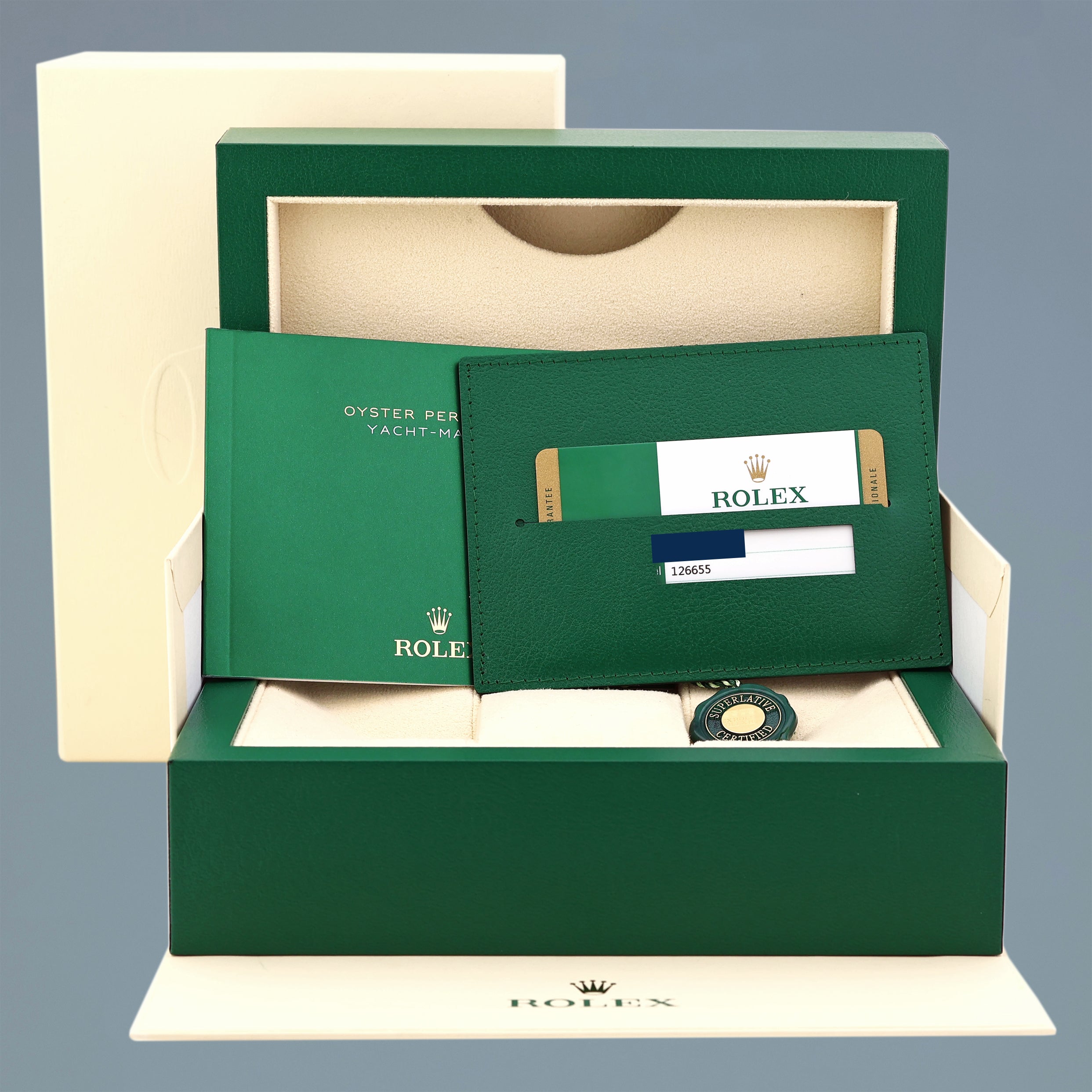2019 PAPERS Rolex Yacht-Master 126655  Rose Gold 40mm Oysterflex Watch Box