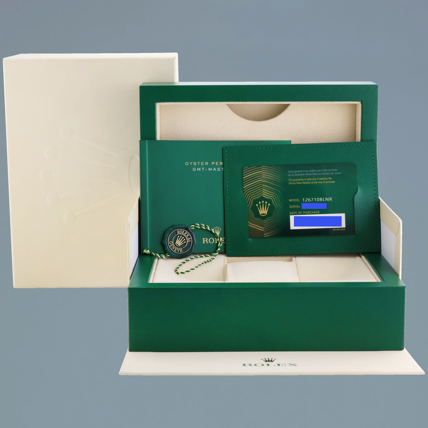 2021 NEW PAPERS Rolex 126710 GMT Master Batman Black Blue Oyster Ceramic Watch Box