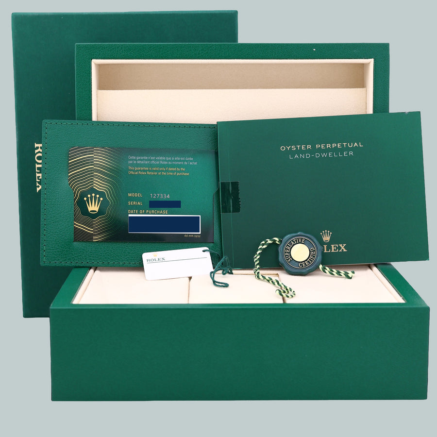 AUG 2026 NEW PAPERS 127334 Rolex Land-Dweller Jubilee 40mm White Gold Fluted Watch