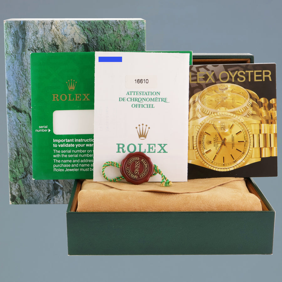 2002 PAPERS Rolex Submariner Date 16610 Steel Pre-Ceramic Black 40mm Watch Box