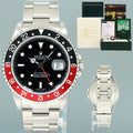 PAPERS 2007 MINT Rolex GMT-Master II Coke Red ERROR STICK Steel 16710 40mm Watch Box