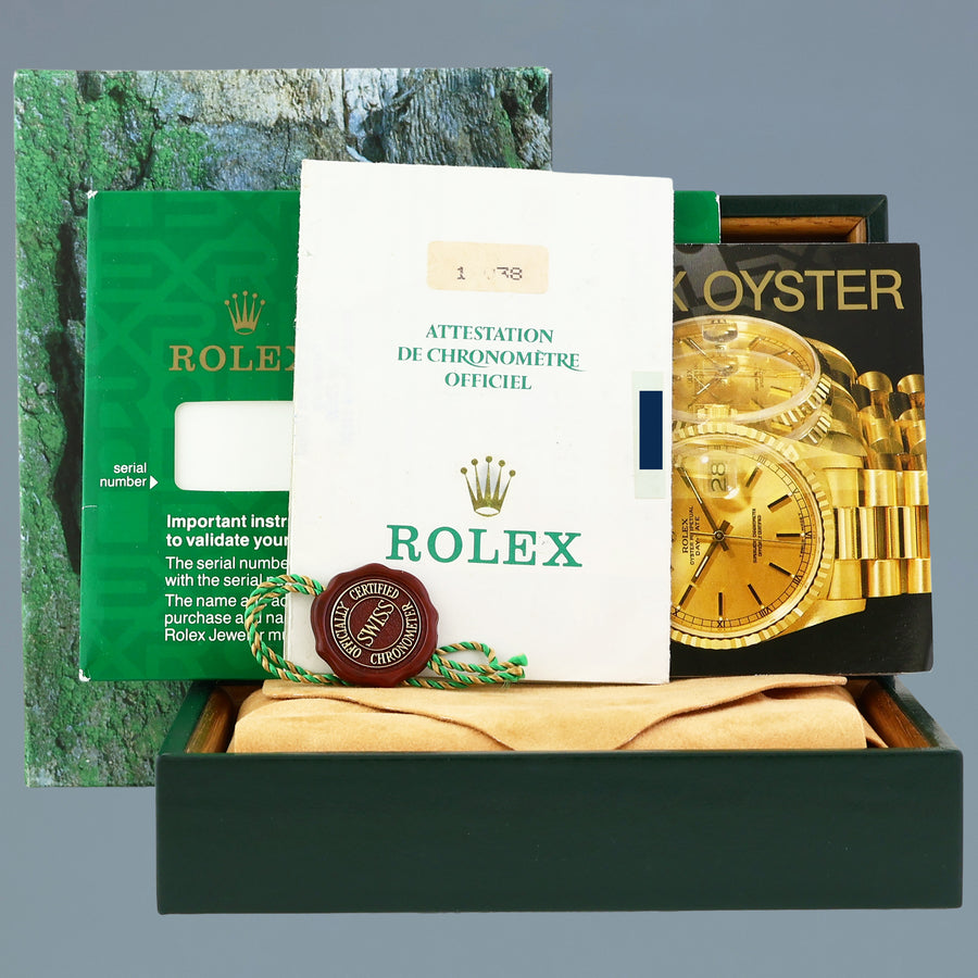 PAPERS Rolex President Day-Date Champagne 18038 Quickset Yellow Gold Watch