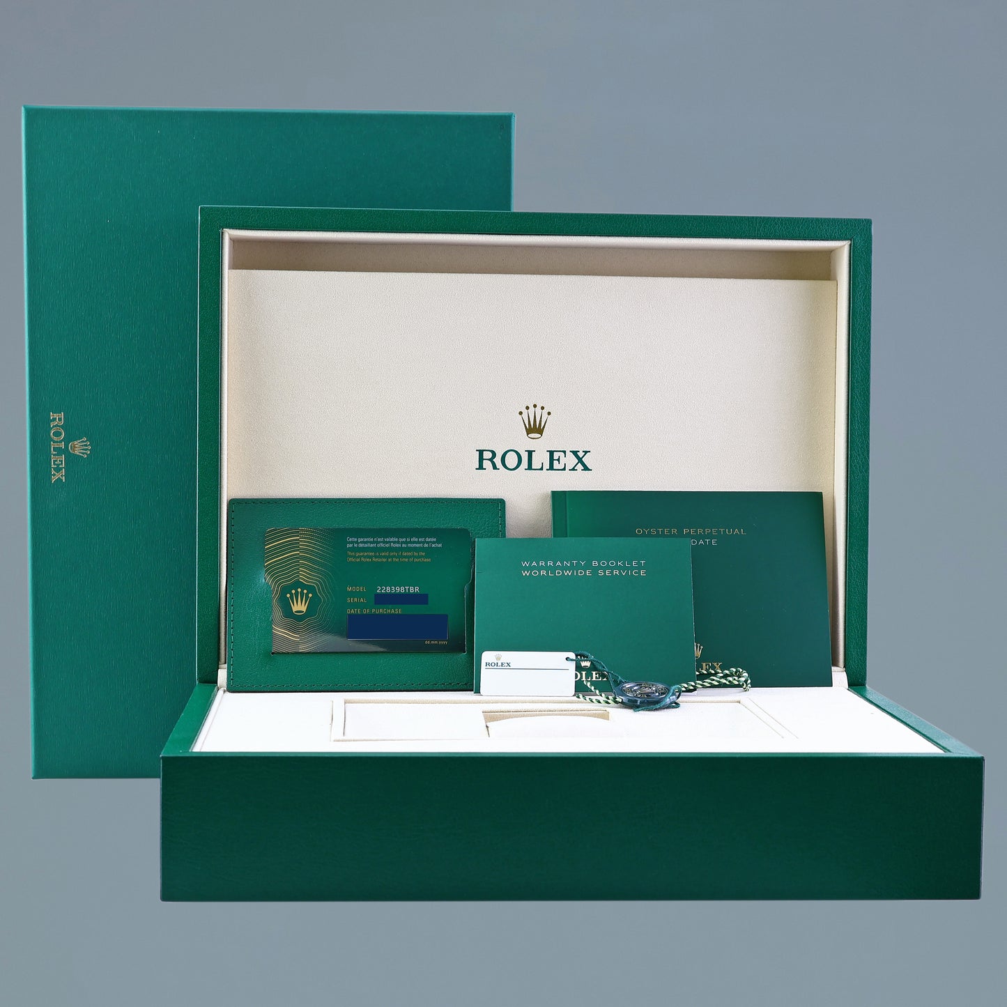 2025 NEW PAPERS Rolex Day Date 40 Yellow Gold Green Ombre Baguette 228398RBR Watch