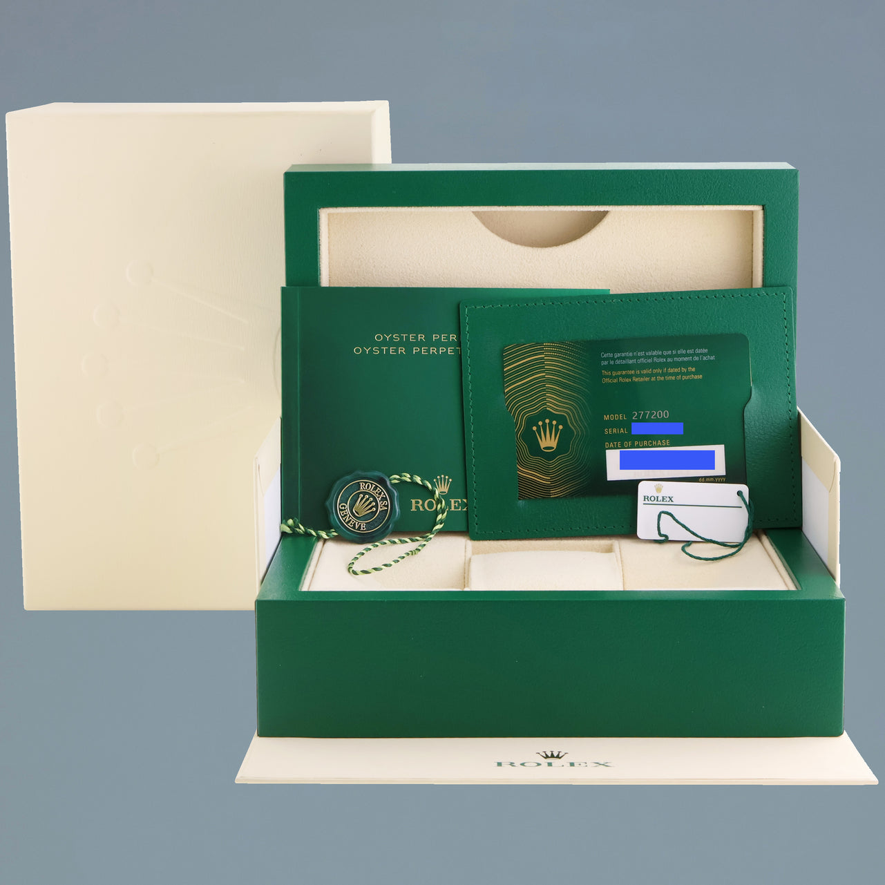 2025 NEW PAPERS Rolex Oyster 277200 Perpetual 31mm Tiffany BLUE Watch Box
