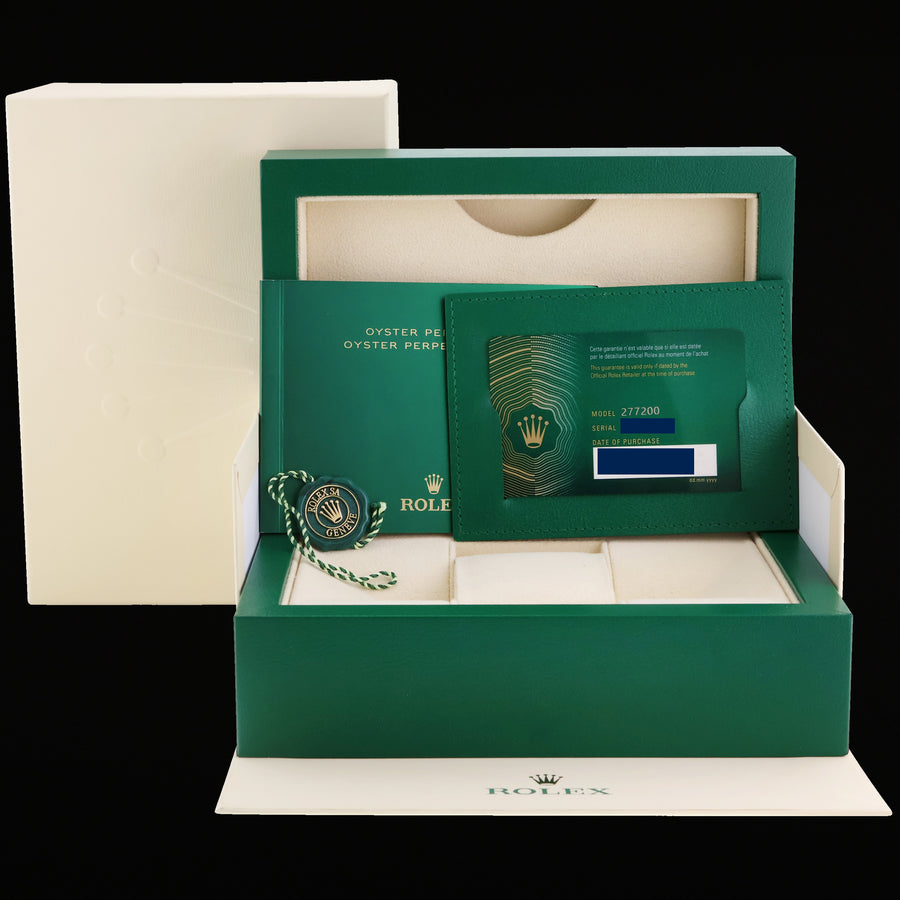 PAPERS 2023 MINT Rolex Oyster 277200 Perpetual 31mm Blue Stick Watch Box