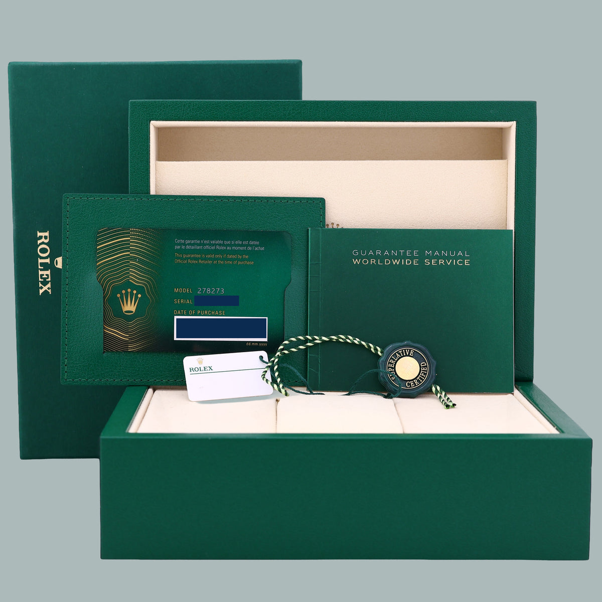 NEW 2026 PAPERS Ladies Rolex DateJust 31mm Grey Diamond Jubilee Gold 278273 Watch