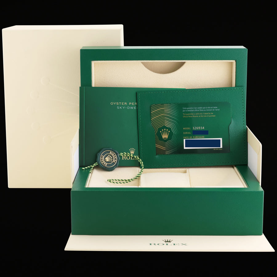 2023 NEW PAPERS Rolex Sky-Dweller Stainless White Gold Blue 326934 42mm Watch Box