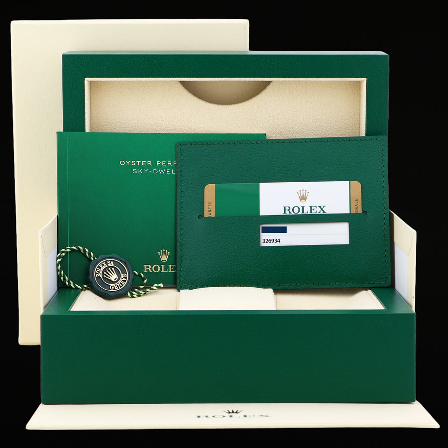 2018 MINT PAPERS Rolex Sky-Dweller Stainless White Gold Blue 326934 42mm Watch Box