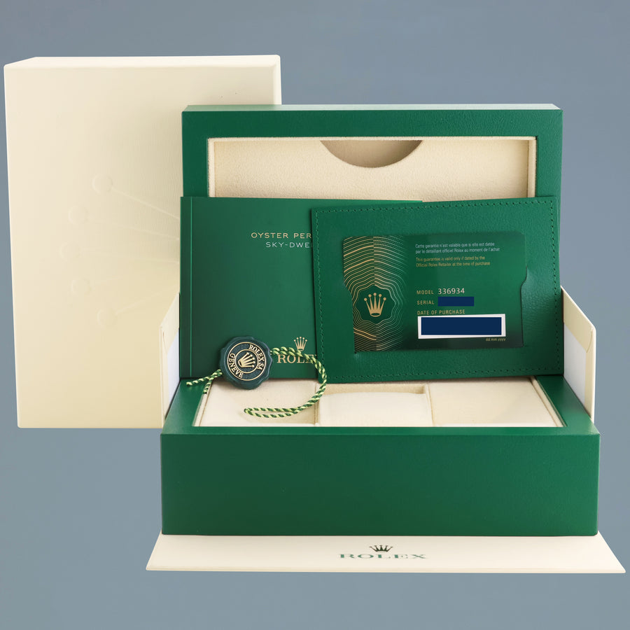2024 NEW PAPERS Rolex Sky-Dweller Steel BLUE Jubilee Fluted 42mm 336934 Watch Box