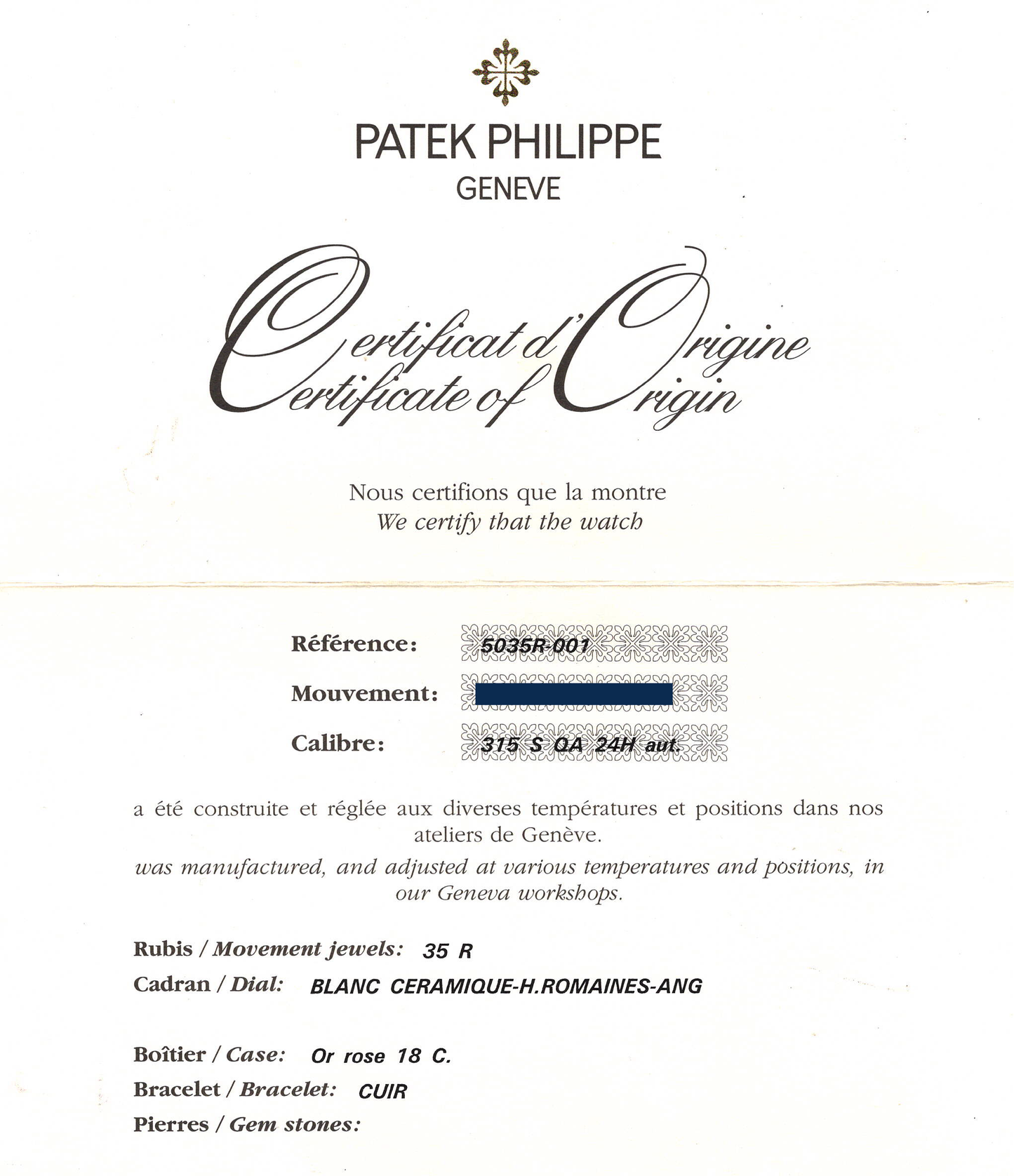 PAPERS MINT Patek Philippe Rose Gold Annual Calendar 5035R White Roman 37mm Watch
