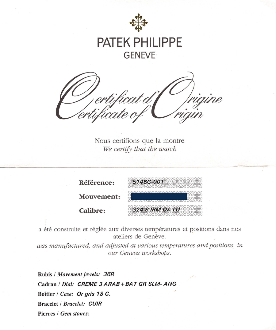 MINT 2011 PAPERS Patek Philippe 5146G White Gold Annual Calendar 39mm Moon Watch