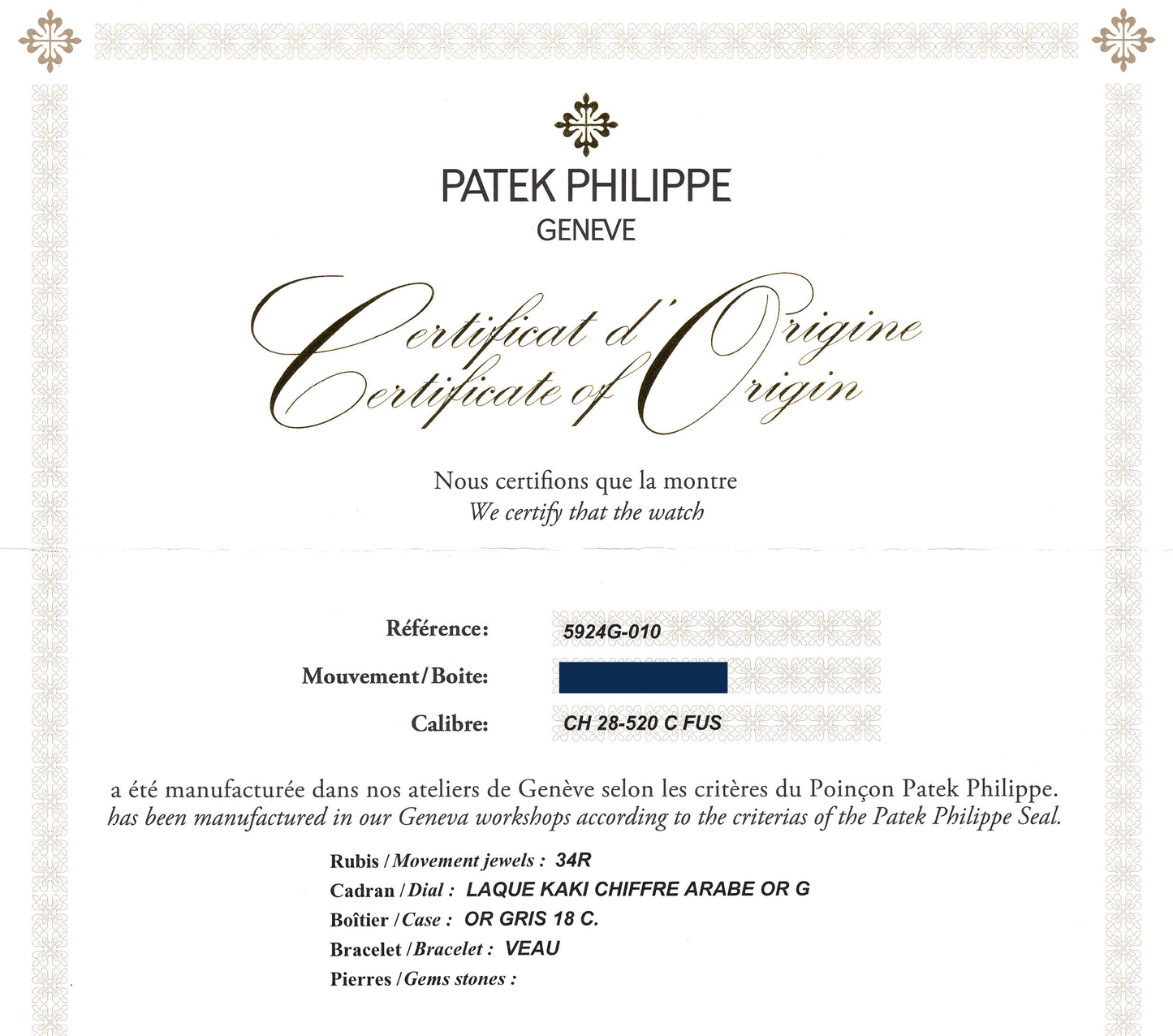 2024 New PAPERS Patek Philippe 5924G Green White Gold Travel Time Leather 42mm Watch