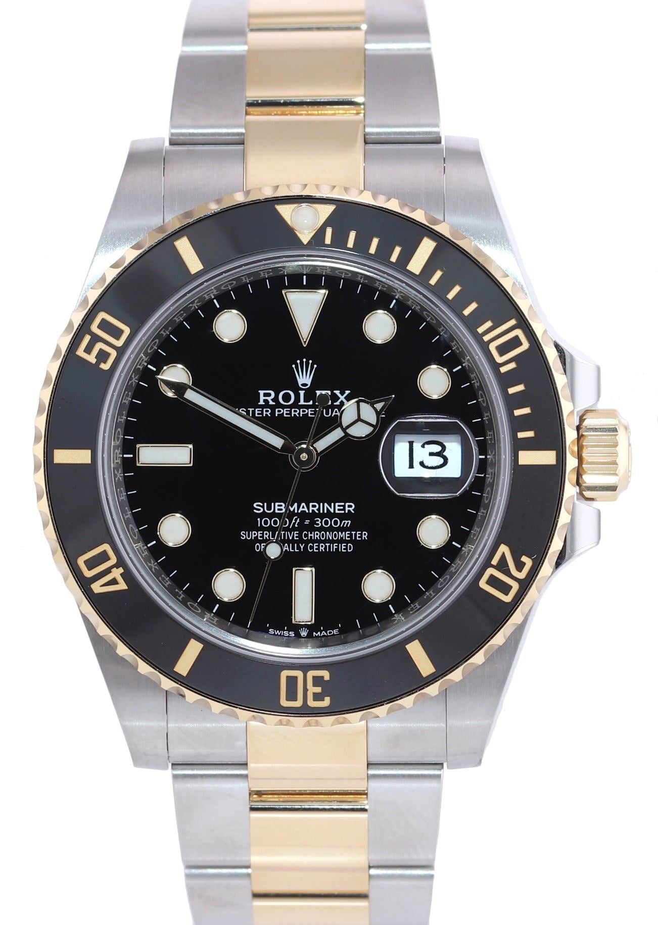 2023 Rolex Submariner 41mm Ceramic Black 126613 LN Two Tone Yellow Gold Steel Watch