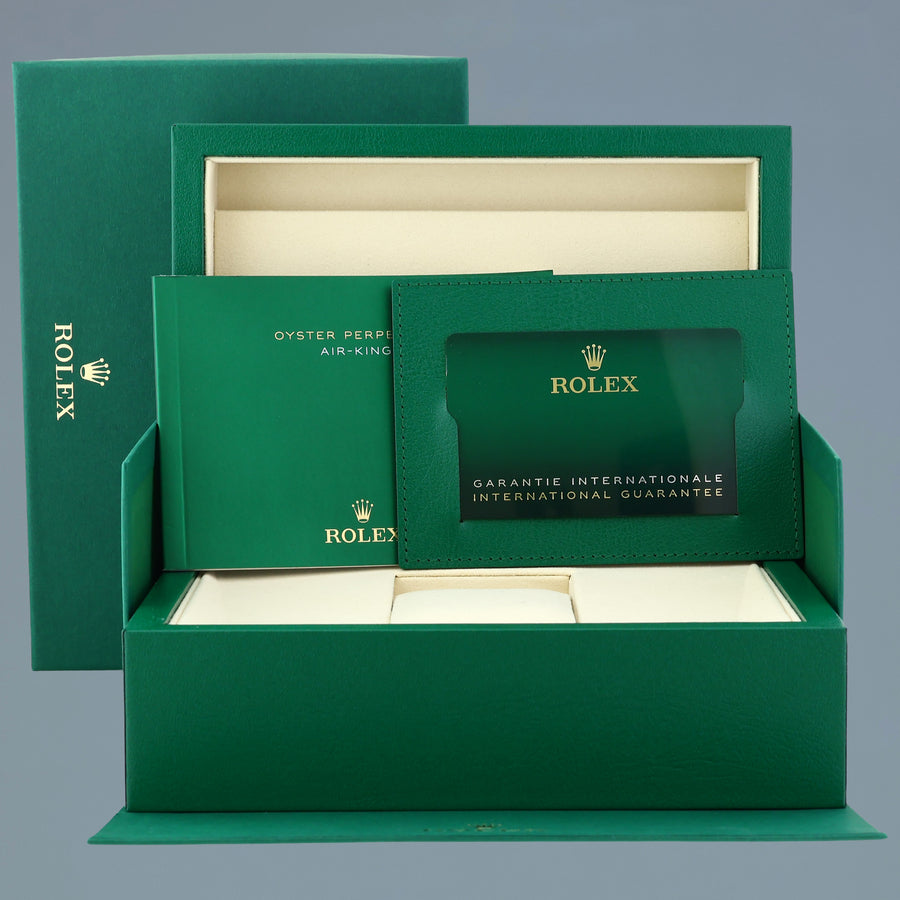 2025 NEW PAPERS Rolex Air-King 126900 Green Arabic 40mm Steel Oyster Watch Box