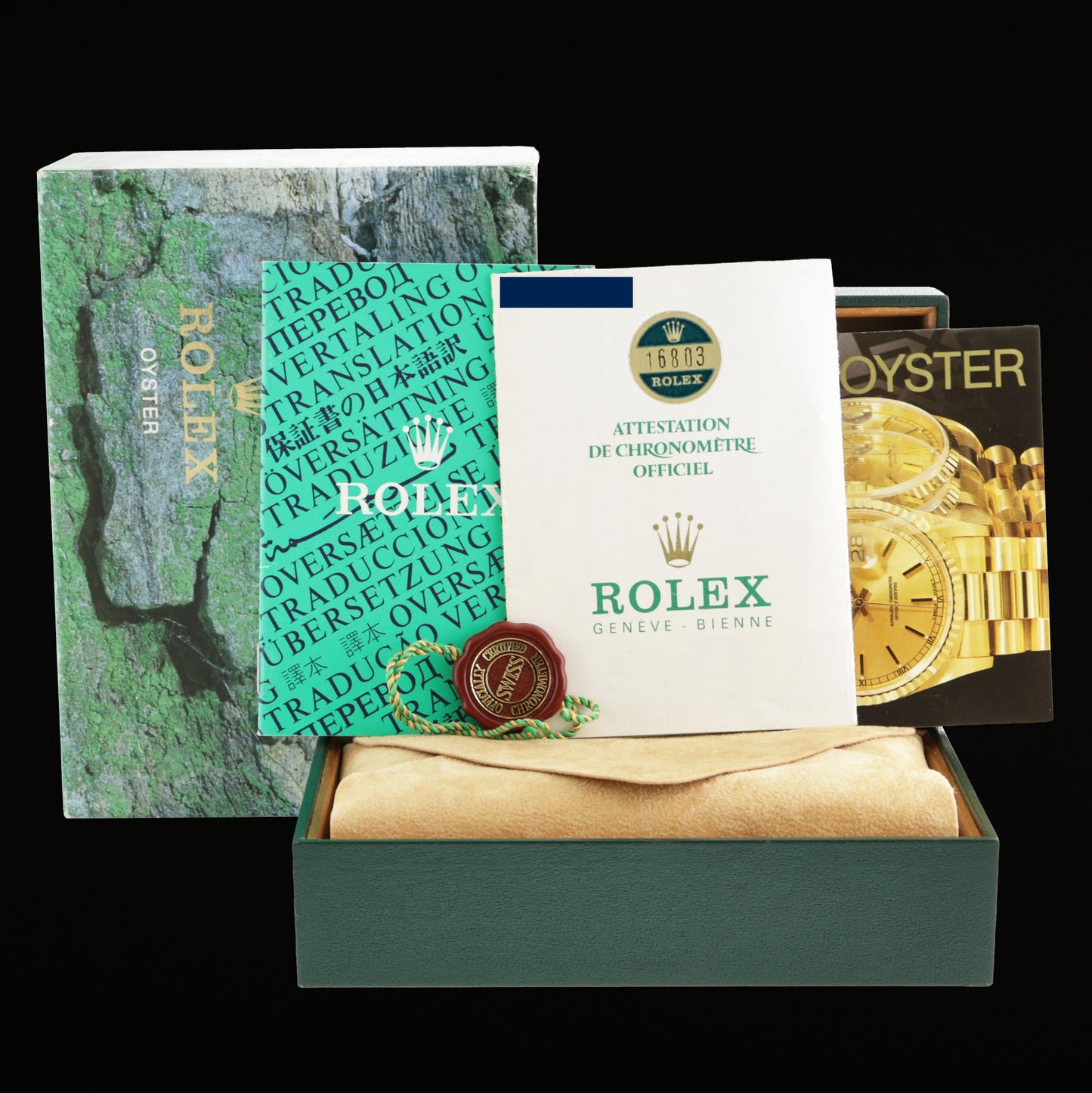 PAPERS Rolex Submariner Date 16803 Two-Tone Yellow Gold Steel Black 40mm Watch Box