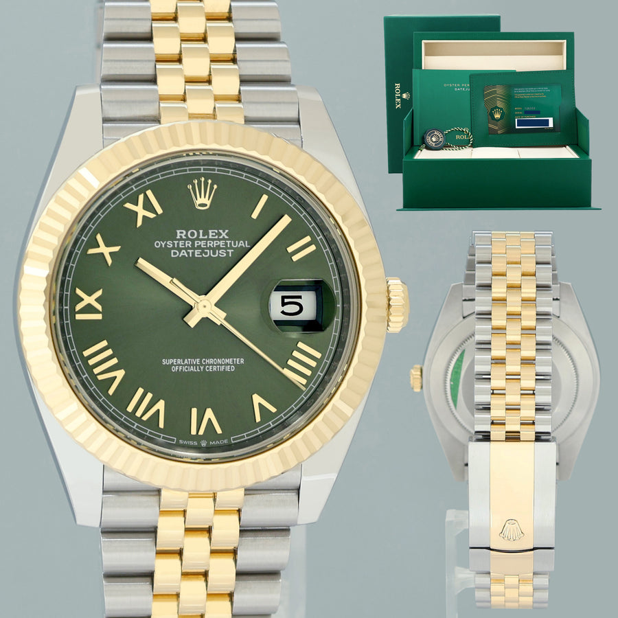 2026 NEW 126333 Rolex DateJust 41 Two Tone Jubilee Gold 41m Green Roman Watch Box