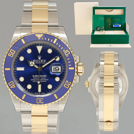 2023 NEW PAPERS Rolex Submariner 41mm Blue 126613LB Two Tone Gold Steel Watch Box