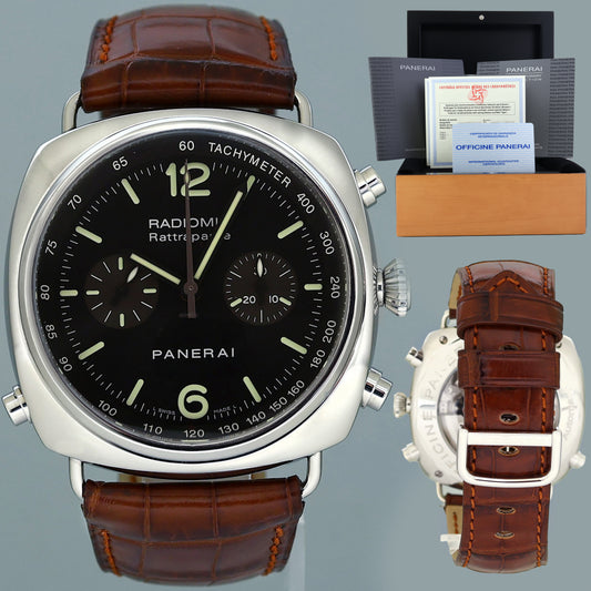 PAPERS Mint Panerai PAM 214 Radiomir Rattrapante Chronograph Steel Black Dial 45mm PAM00214 Box