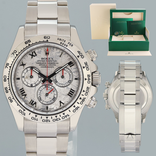 MINT 2014 Rolex Daytona Meteorite Roman 116509 White Gold Chronograph Watch Box