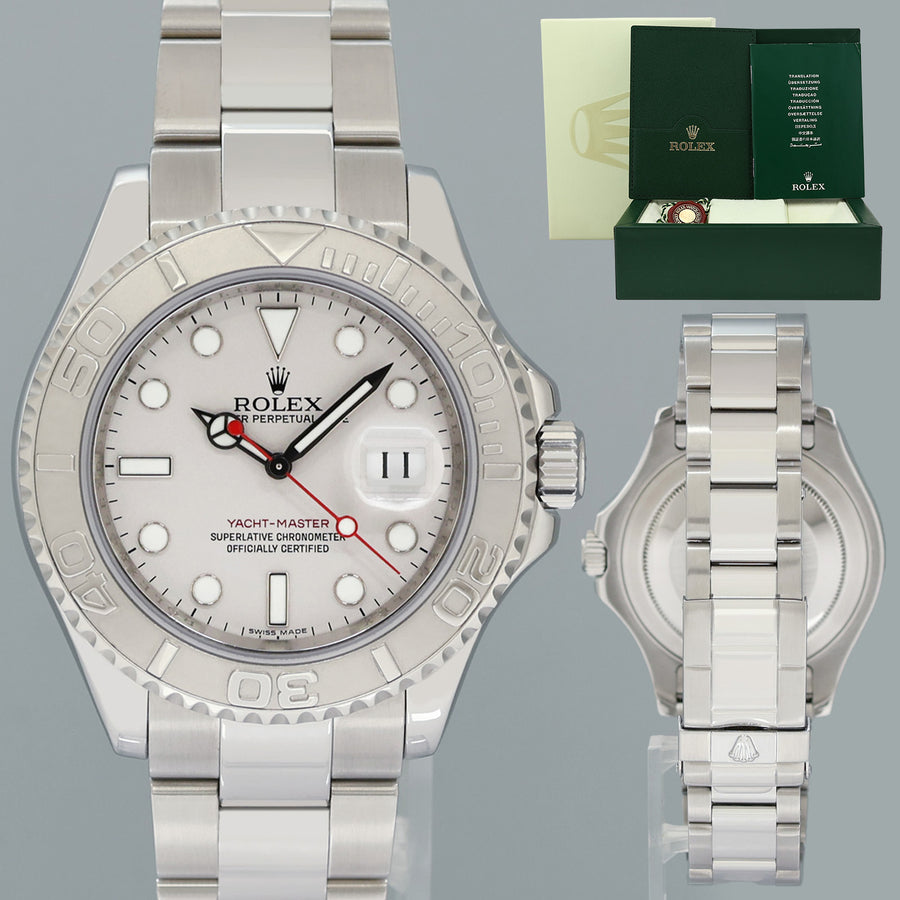 2008 MINT Rolex 40mm Yacht-Master 16622 Steel Platinum Bezel Oyster Watch Box