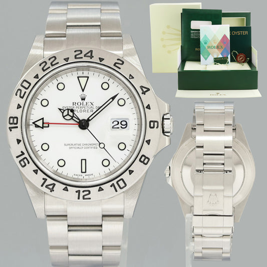 2007 PAPERS MINT Rolex 16570 Explorer II White 40mm No Holes Polar GMT Watch Box