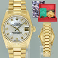 MINT Rolex 68278 Yellow Gold 31mm Midsize Mother of Pearl Diamond Lady President Watch