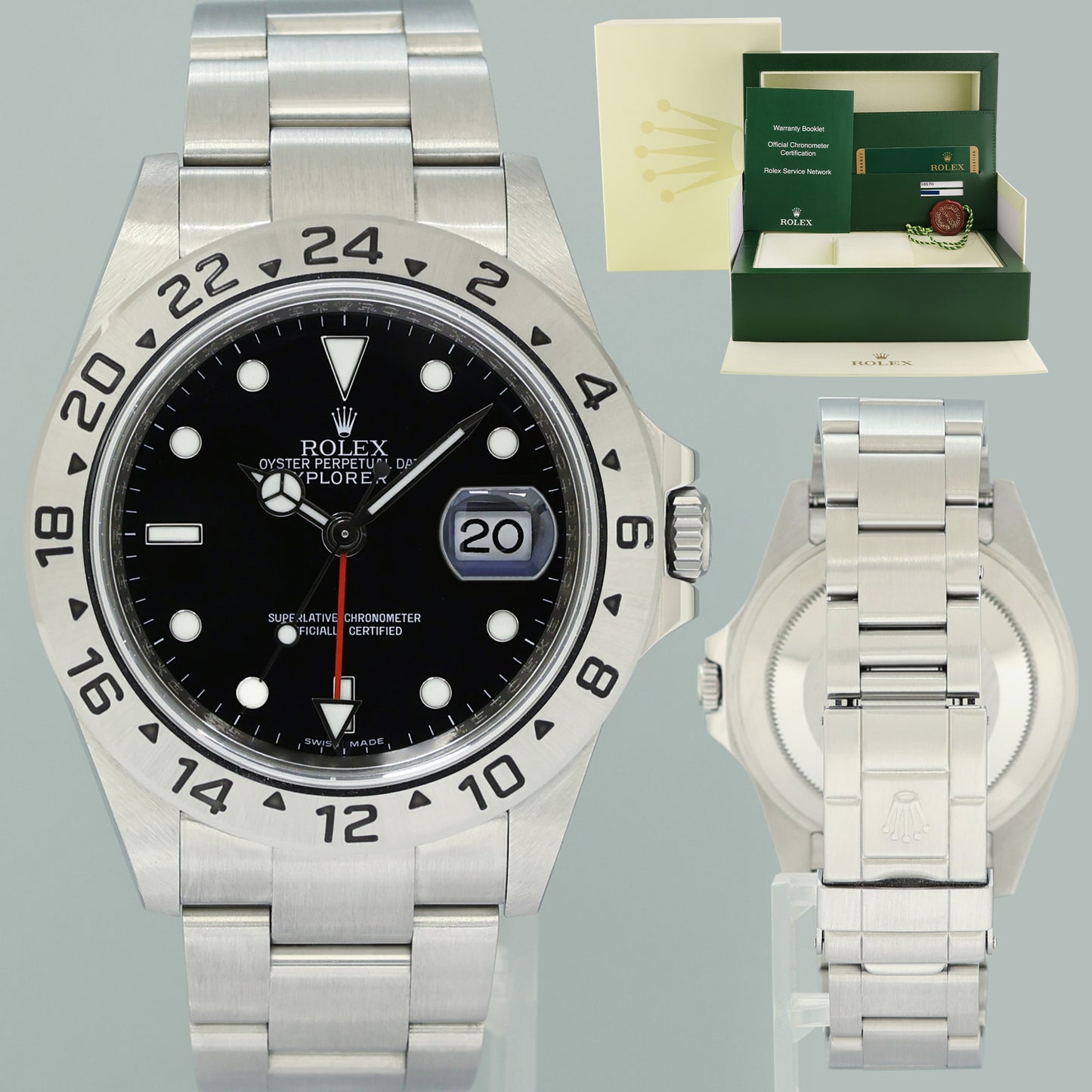 MINT 2011 PAPERS Rolex 16570 Black Steel 3186 Movement Explorer II 40mm Watch Box