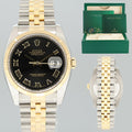 MINT Rolex DateJust Jubilee Two Tone Yellow Gold Black Sunbeam Roman 116233 Watch