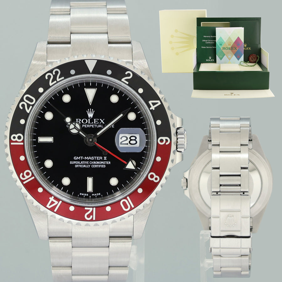 2006 MINT PAPERS Rolex GMT-Master II Coke Black Red Steel 16710 40mm Watch Box