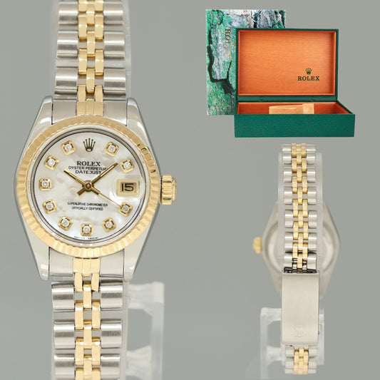 Rolex 26mm Ladies DateJust 69173 Pearl Diamond Two Tone Gold Jubilee Watch