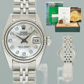 PAPERS Ladies Rolex 69174 DateJust 26mm Mother of Pearl Diamond Fluted Bezel Jubilee Watch