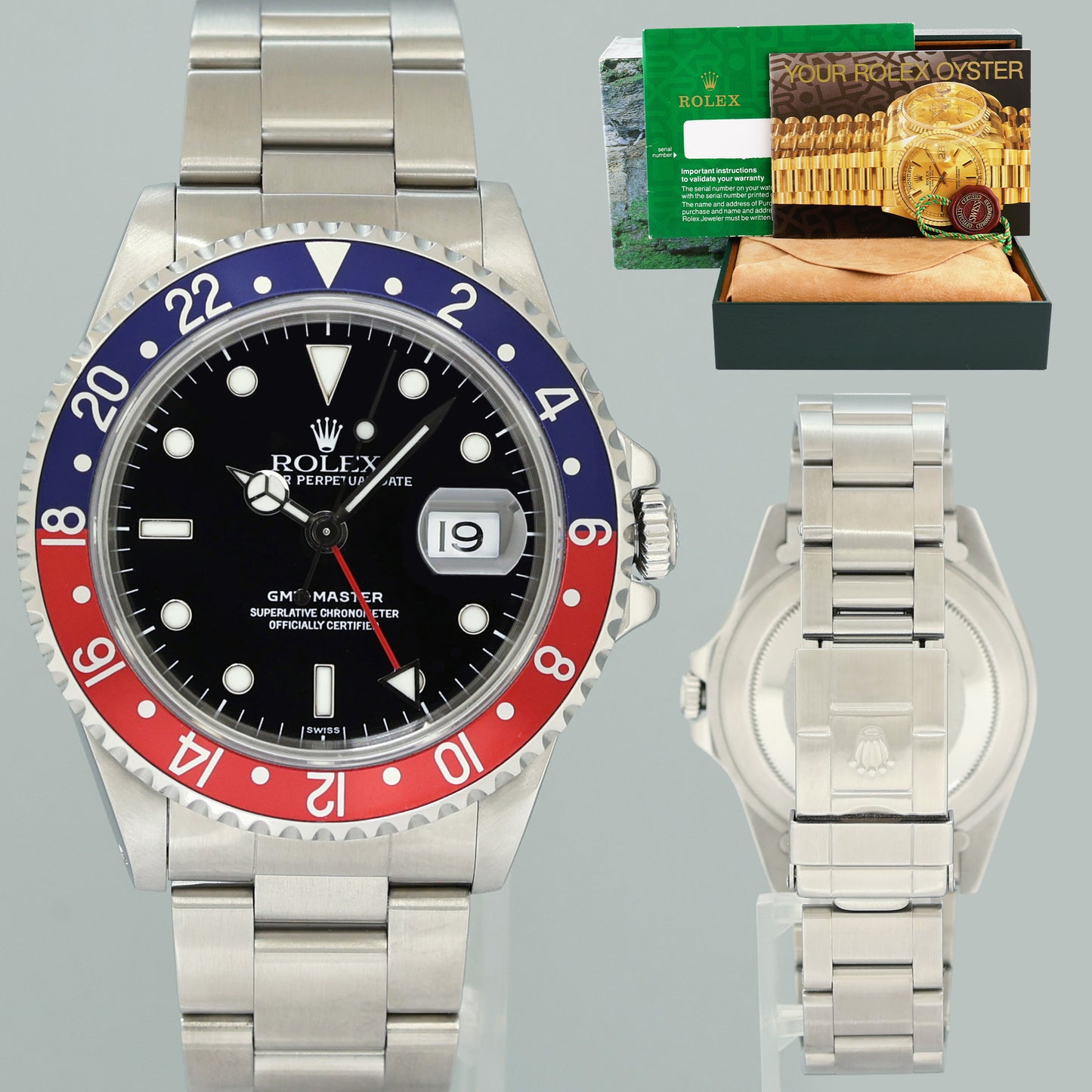 MINT Rolex 16700 GMT-Master Pepsi Blue Red Steel 40mm Watch Box