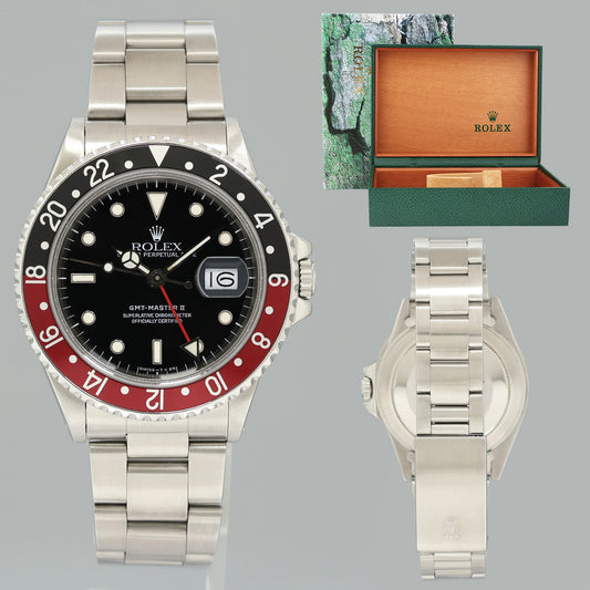 1987 Rolex GMT-Master II 2 Fat Lady Coke Red Steel 16760 40mm Watch Box