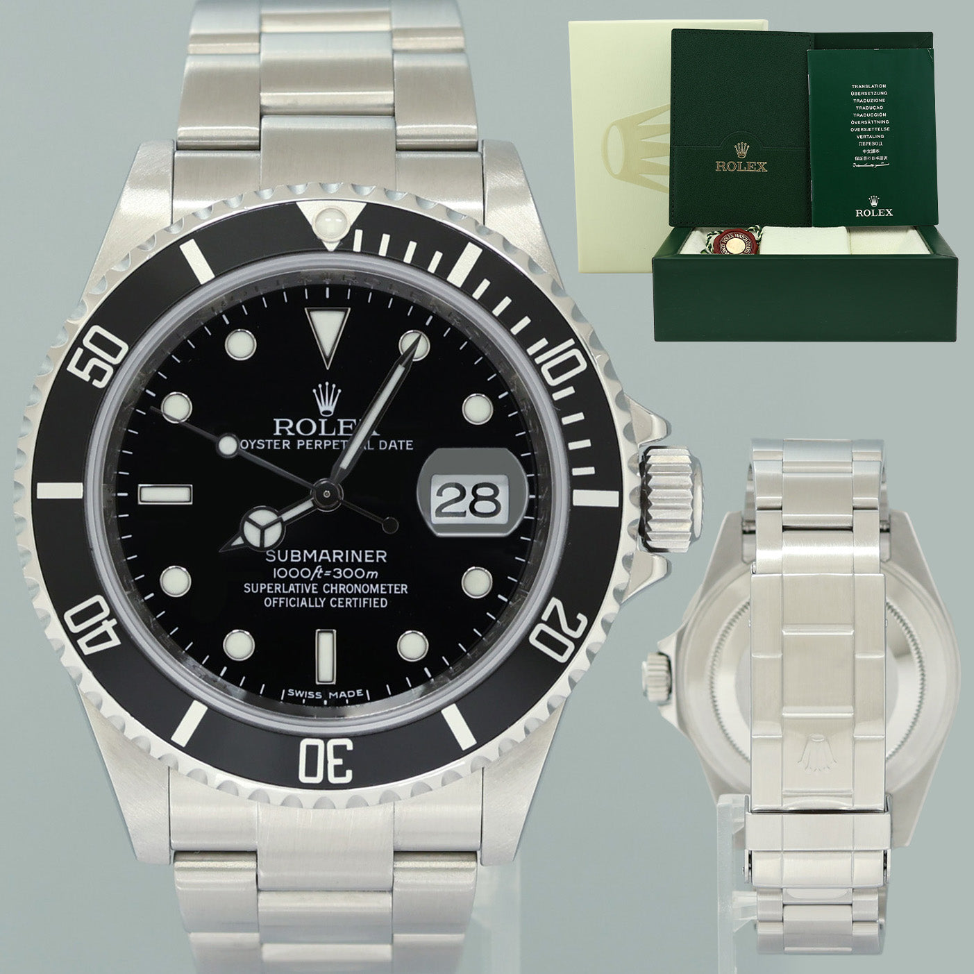 MINT 2009 Rolex 16610LN Submariner Date Stainless Steel Black Watch Box