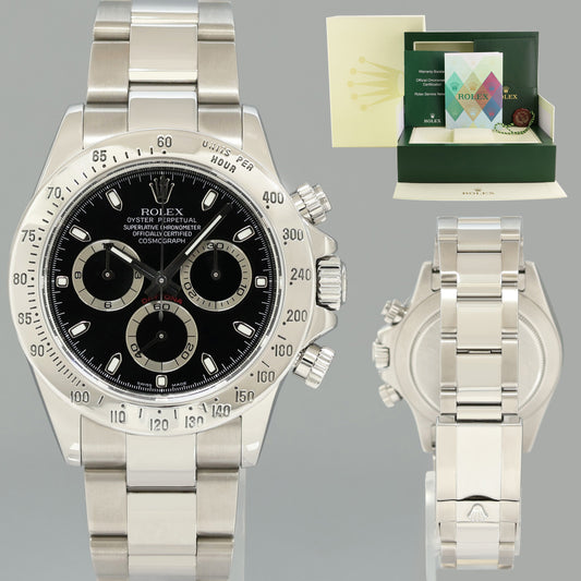 2007 MINT PAPERS Rolex Daytona 116520 Black Dial Steel Chronograph 40mm Watch Box