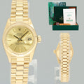 PAPERS Ladies Rolex DateJust Champagne President 26mm 6917 Yellow Gold Watch Box