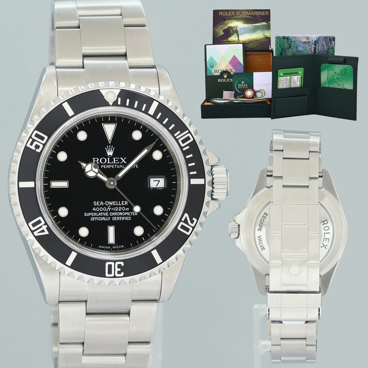 2005 PAPERS 2026 RSC PAPERS MINT Rolex Sea-Dweller Steel 16600 Black 40mm Watch