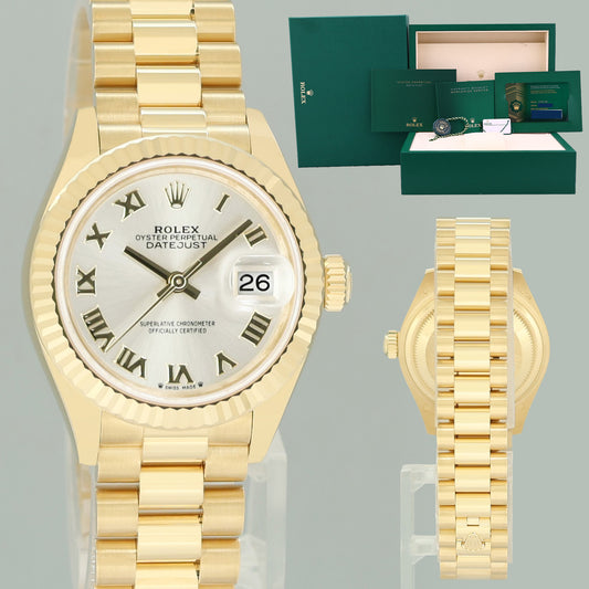 2026 NEW PAPERS Ladies Rolex DateJust 279178 Silver Roman 28mm Yellow Watch Box