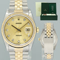 MINT Rolex DateJust 16233 Two Tone Yellow Gold Jubilee Diamond Anniversary Dial Watch
