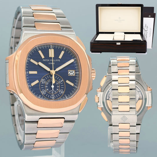 MINT PAPERS 5980/1AR-001 Patek Philippe Nautilus Rose Gold Two Tone Blue Watch Box