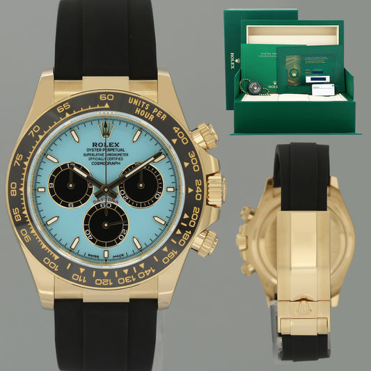 2025 NEW PAPERS Rolex Oysterflex Daytona 126518LN Gold Tiffany Blue Watch Box