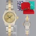 Ladies Diamond Rolex 67193 Jubilee Oyster Perpetual 24mm Two Tone Gold Dial Watch Box