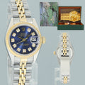 Ladies Rolex 26mm 69173 DateJust Blue Diamond Two Tone Yellow Gold Jubilee Watch