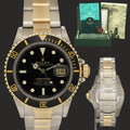 Rolex Submariner Date 16803 Two-Tone Yellow Gold Steel Black 40mm Watch Box