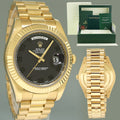 MINT Rolex Day Date II President Yellow Gold Black Arabic 41mm 218238 Watch Box
