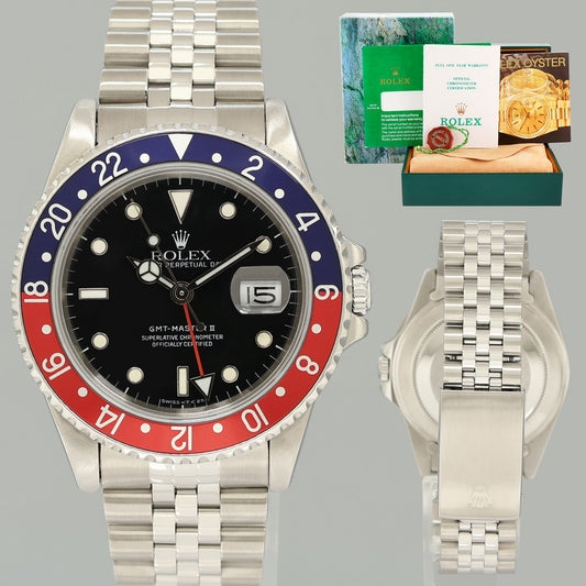 PAPERS MINT Rolex GMT-Master 2 Pepsi Blue Red Jubilee Steel 16710 Watch Box